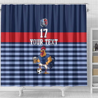 Custom France Football Shower Curtain Blue Gallic Rooster Mascot