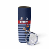 Custom France Football Skinny Tumbler Blue Gallic Rooster Mascot