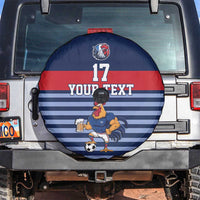 Custom France Football Spare Tire Cover Blue Gallic Rooster Mascot