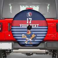 Custom France Football Spare Tire Cover Blue Gallic Rooster Mascot