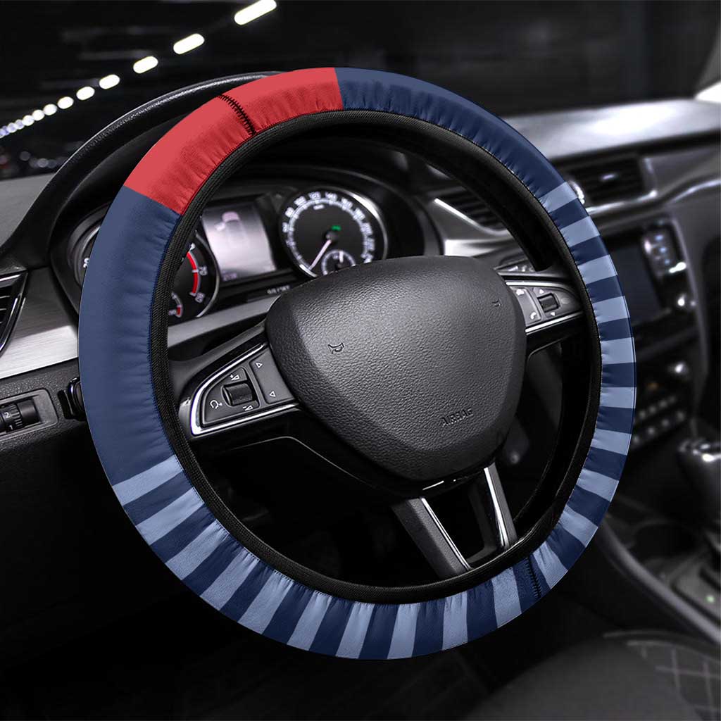 France Football Steering Wheel Cover Blue Gallic Rooster Mascot