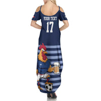 Custom France Football Summer Maxi Dress Blue Gallic Rooster Mascot