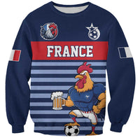 Custom France Football Sweatshirt Blue Gallic Rooster Mascot