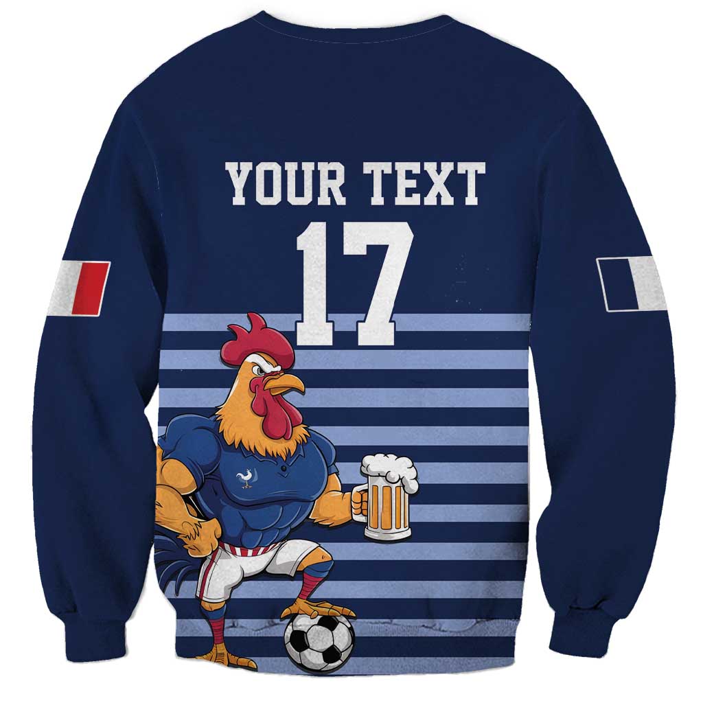 Custom France Football Sweatshirt Blue Gallic Rooster Mascot
