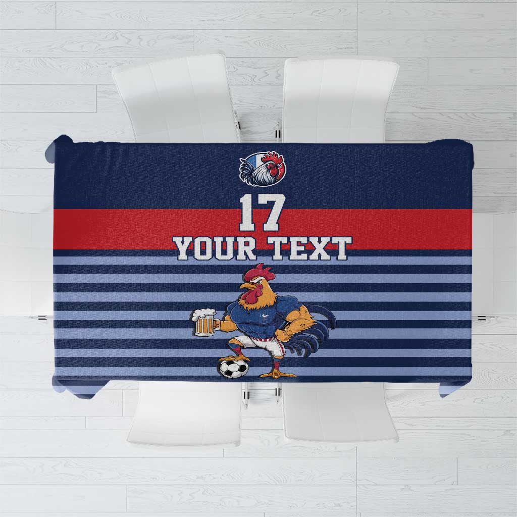 Custom France Football Tablecloth Blue Gallic Rooster Mascot