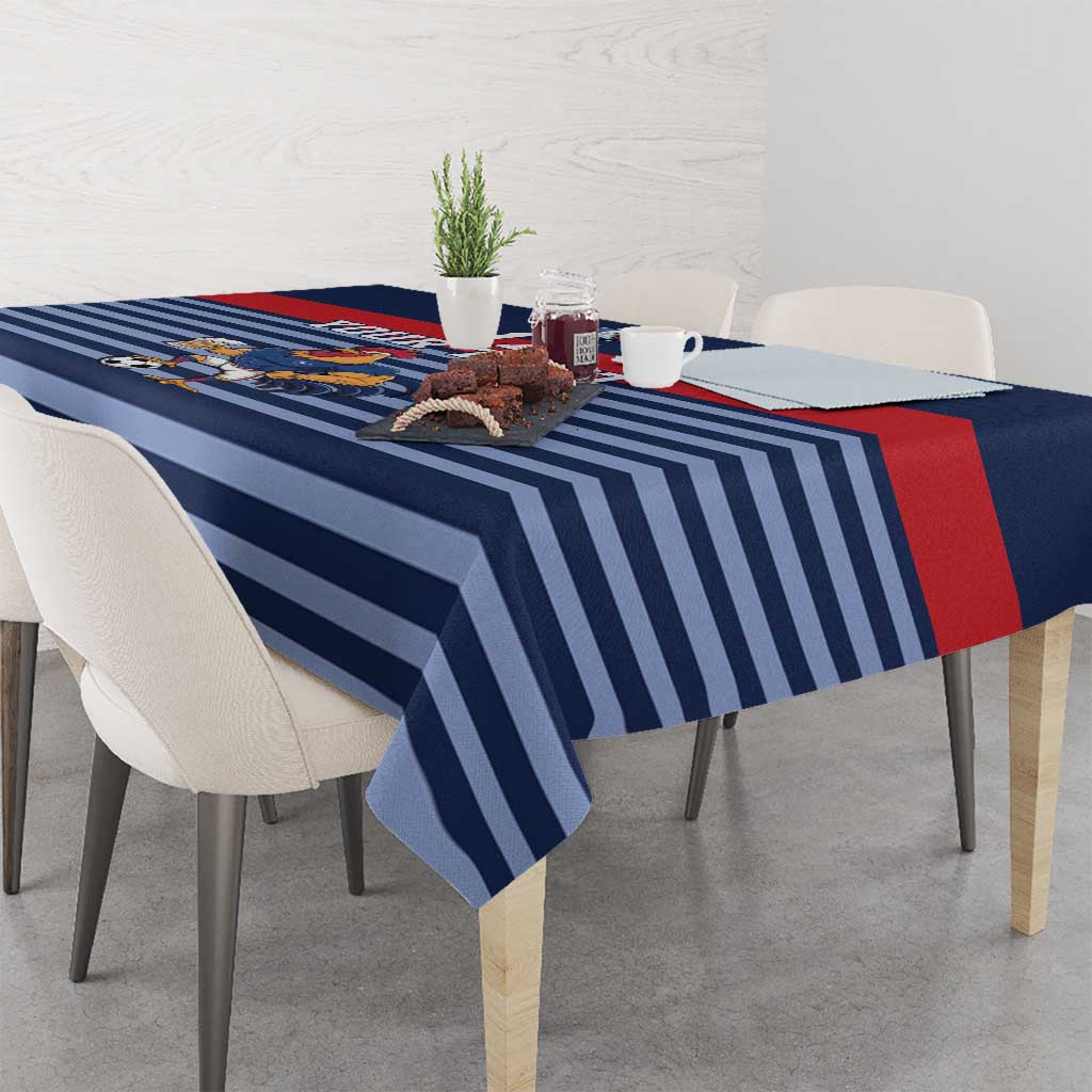 Custom France Football Tablecloth Blue Gallic Rooster Mascot