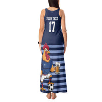 Custom France Football Tank Maxi Dress Blue Gallic Rooster Mascot