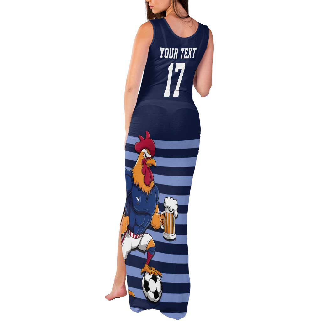 Custom France Football Tank Maxi Dress Blue Gallic Rooster Mascot