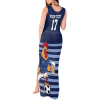 Custom France Football Tank Maxi Dress Blue Gallic Rooster Mascot
