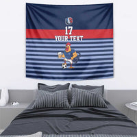 Custom France Football Tapestry Blue Gallic Rooster Mascot