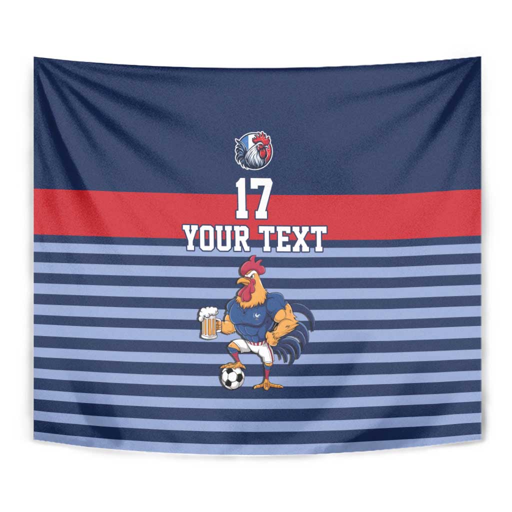 Custom France Football Tapestry Blue Gallic Rooster Mascot