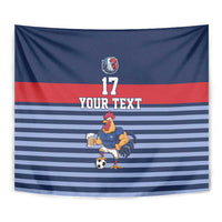 Custom France Football Tapestry Blue Gallic Rooster Mascot