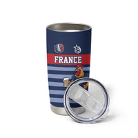Custom France Football Tumbler Cup Blue Gallic Rooster Mascot
