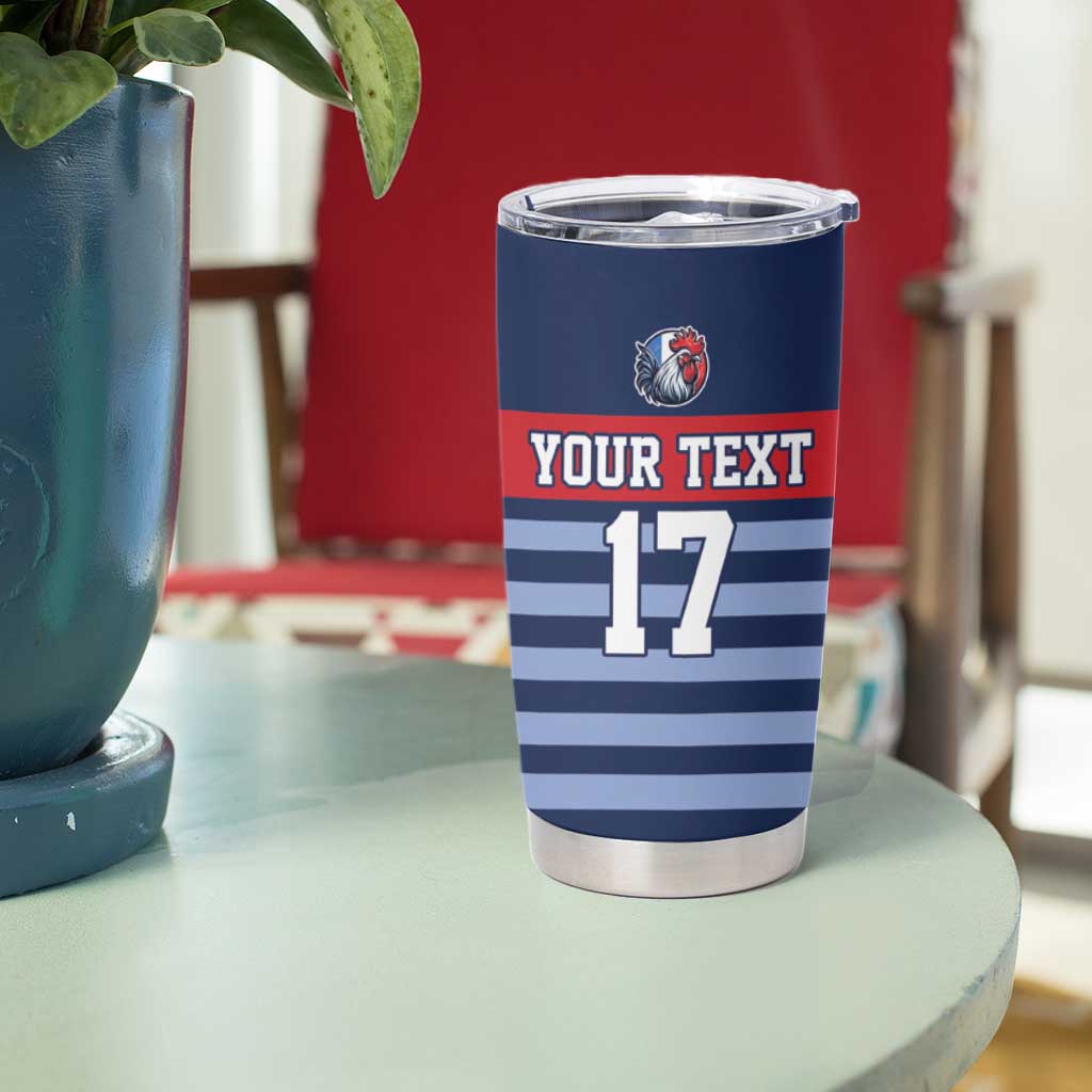 Custom France Football Tumbler Cup Blue Gallic Rooster Mascot