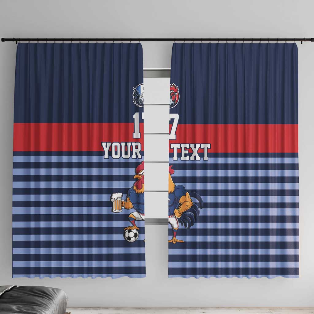 Custom France Football Window Curtain Blue Gallic Rooster Mascot