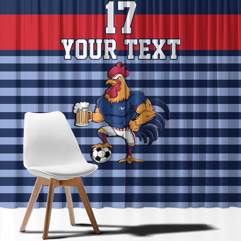 Custom France Football Window Curtain Blue Gallic Rooster Mascot