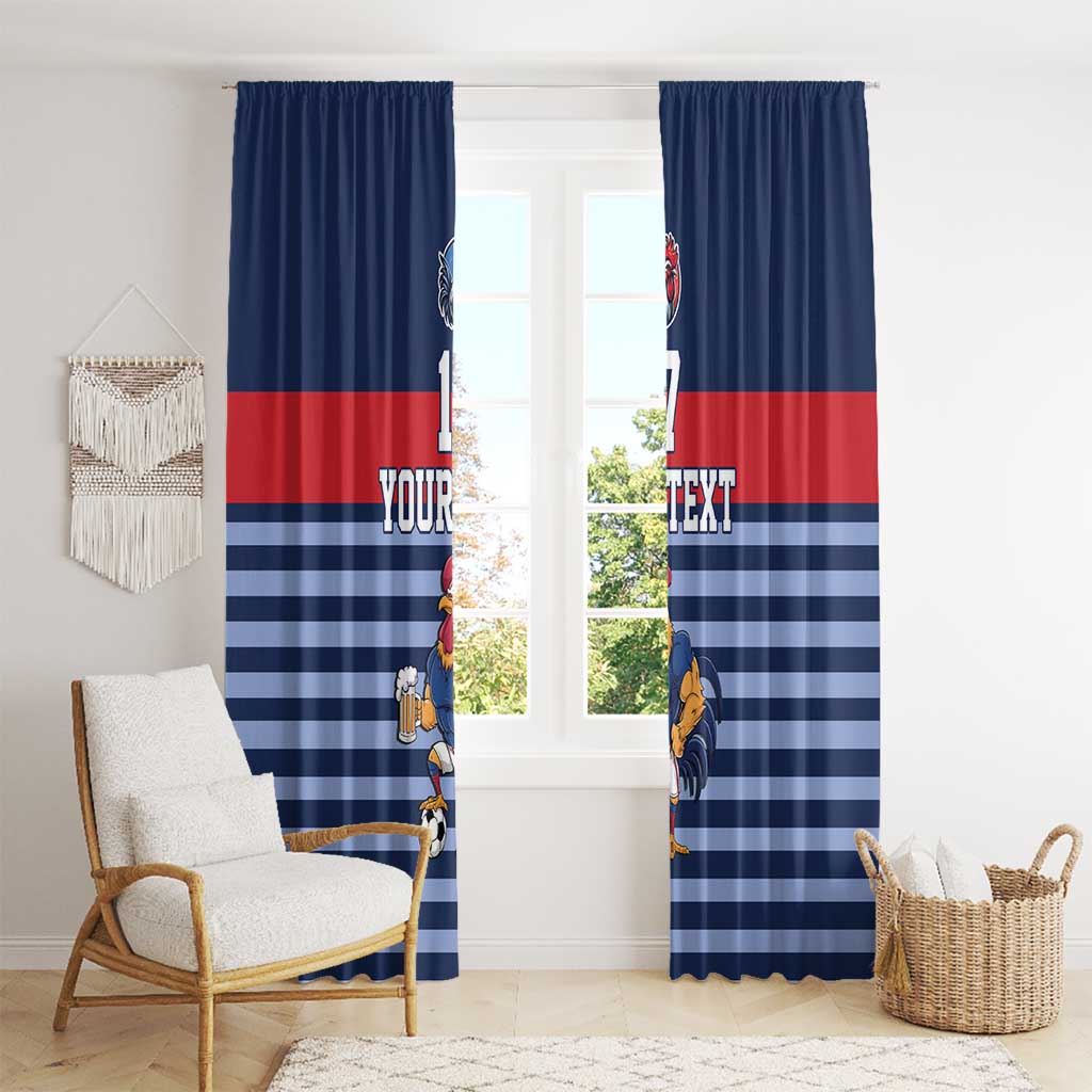 Custom France Football Window Curtain Blue Gallic Rooster Mascot