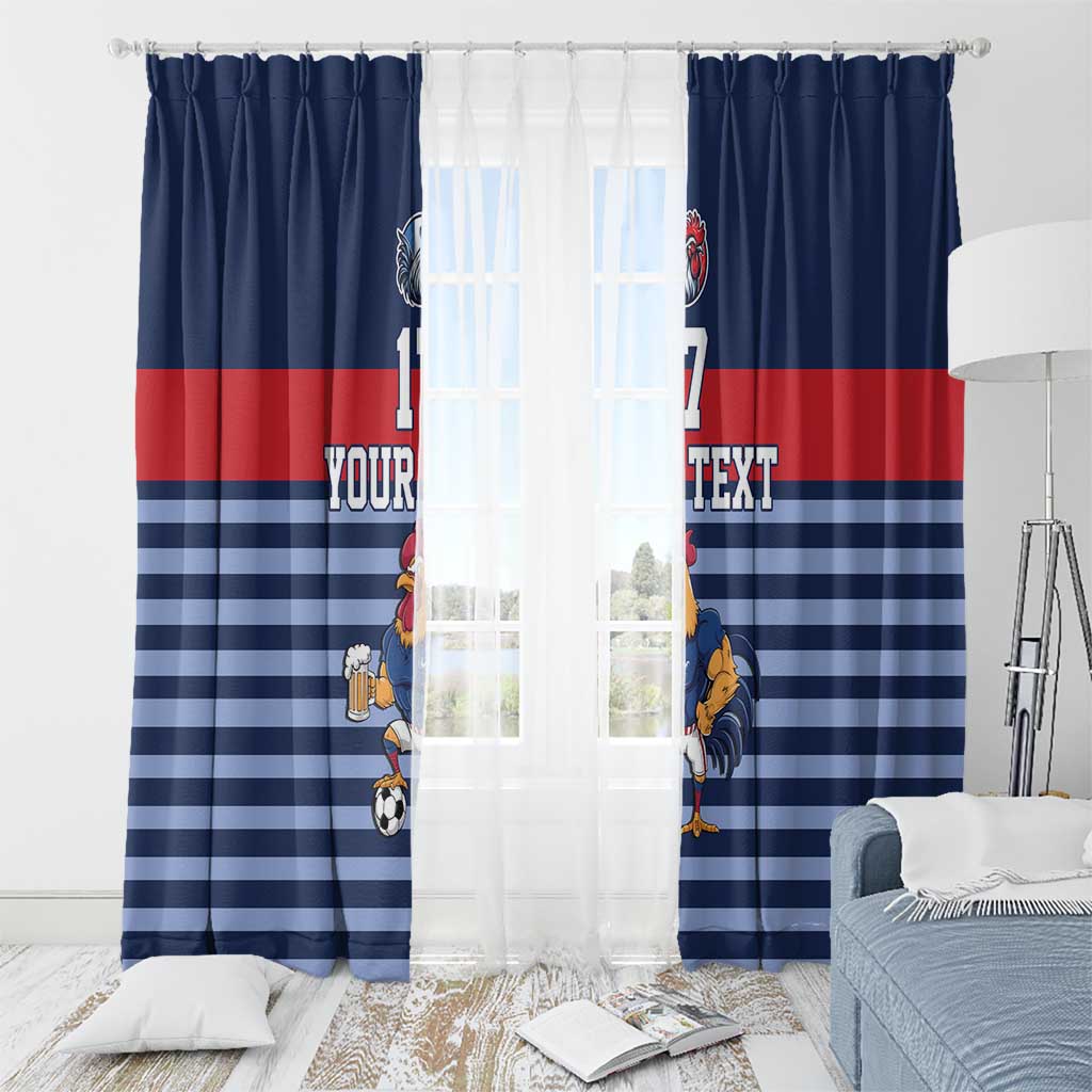 Custom France Football Window Curtain Blue Gallic Rooster Mascot