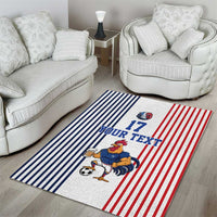 Custom France Football Area Rug White Gallic Rooster Mascot
