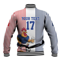 Custom France Football Baseball Jacket White Gallic Rooster Mascot