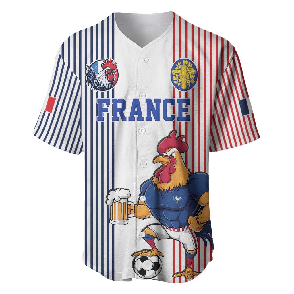 Custom France Football Baseball Jersey White Gallic Rooster Mascot
