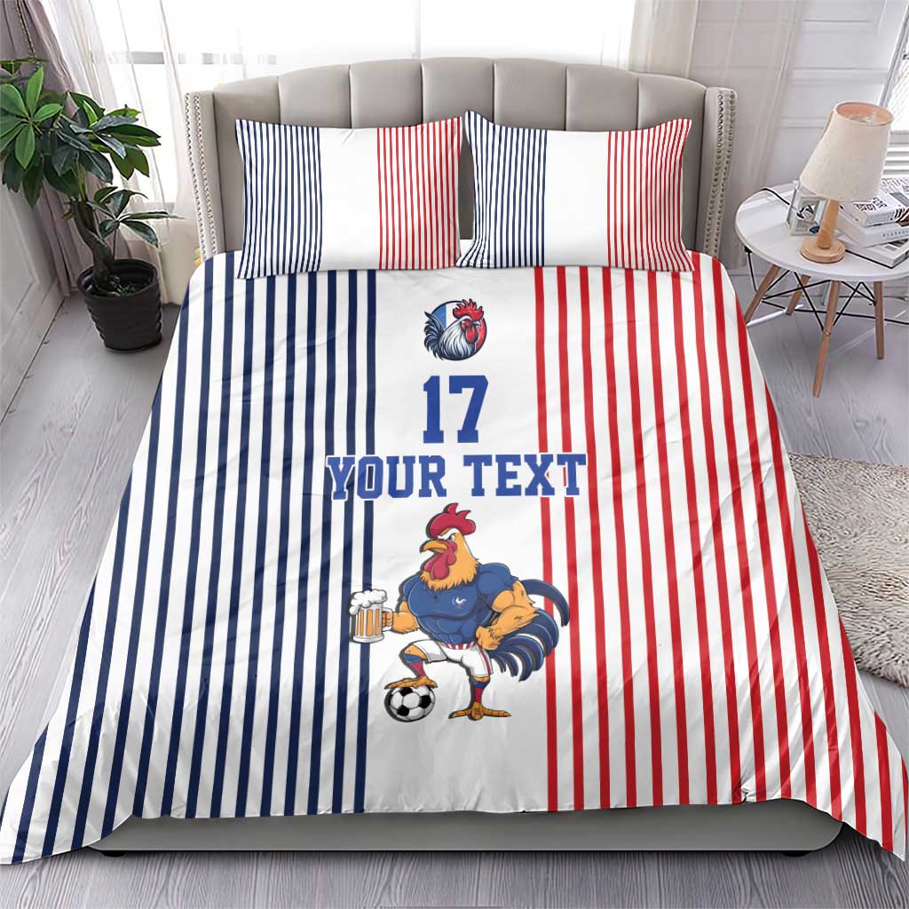 Custom France Football Bedding Set White Gallic Rooster Mascot