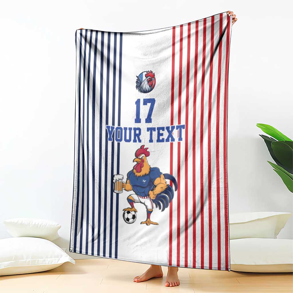 Custom France Football Blanket White Gallic Rooster Mascot