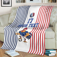 Custom France Football Blanket White Gallic Rooster Mascot