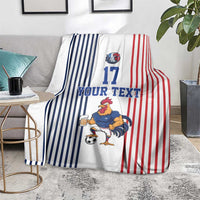 Custom France Football Blanket White Gallic Rooster Mascot