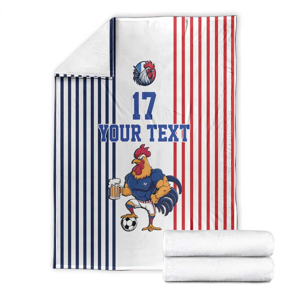 Custom France Football Blanket White Gallic Rooster Mascot