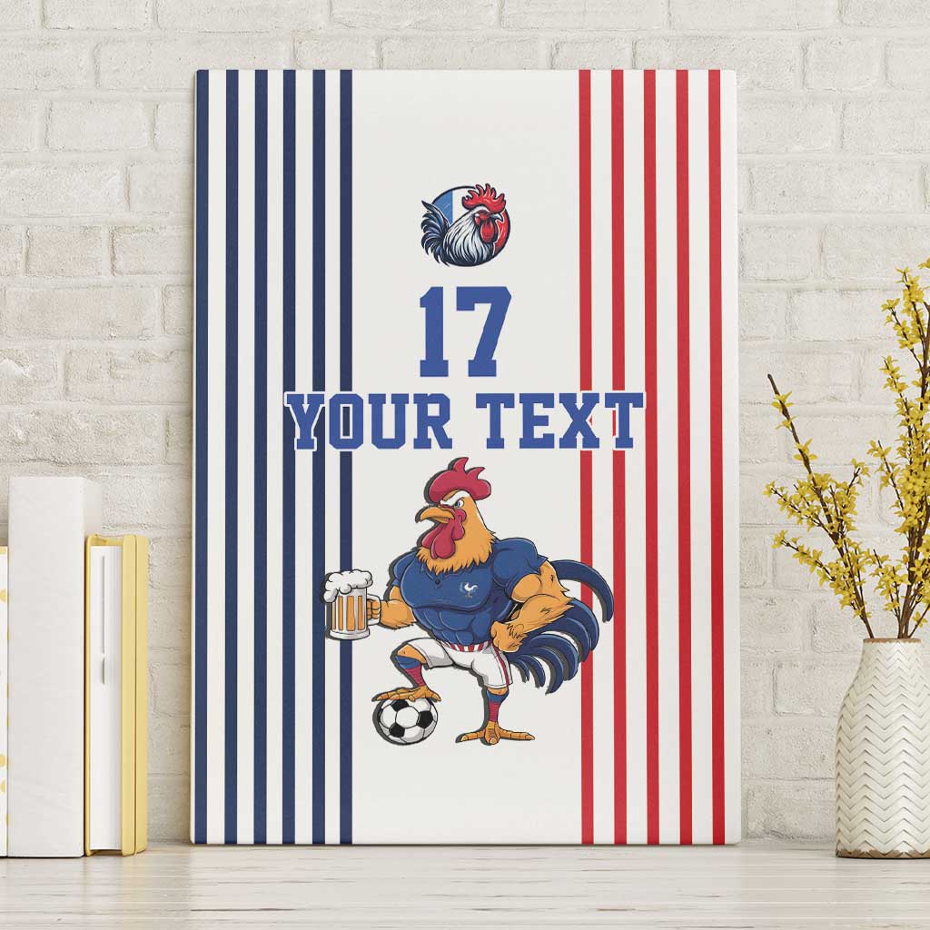 Custom France Football Canvas Wall Art White Gallic Rooster Mascot