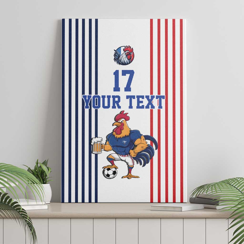 Custom France Football Canvas Wall Art White Gallic Rooster Mascot
