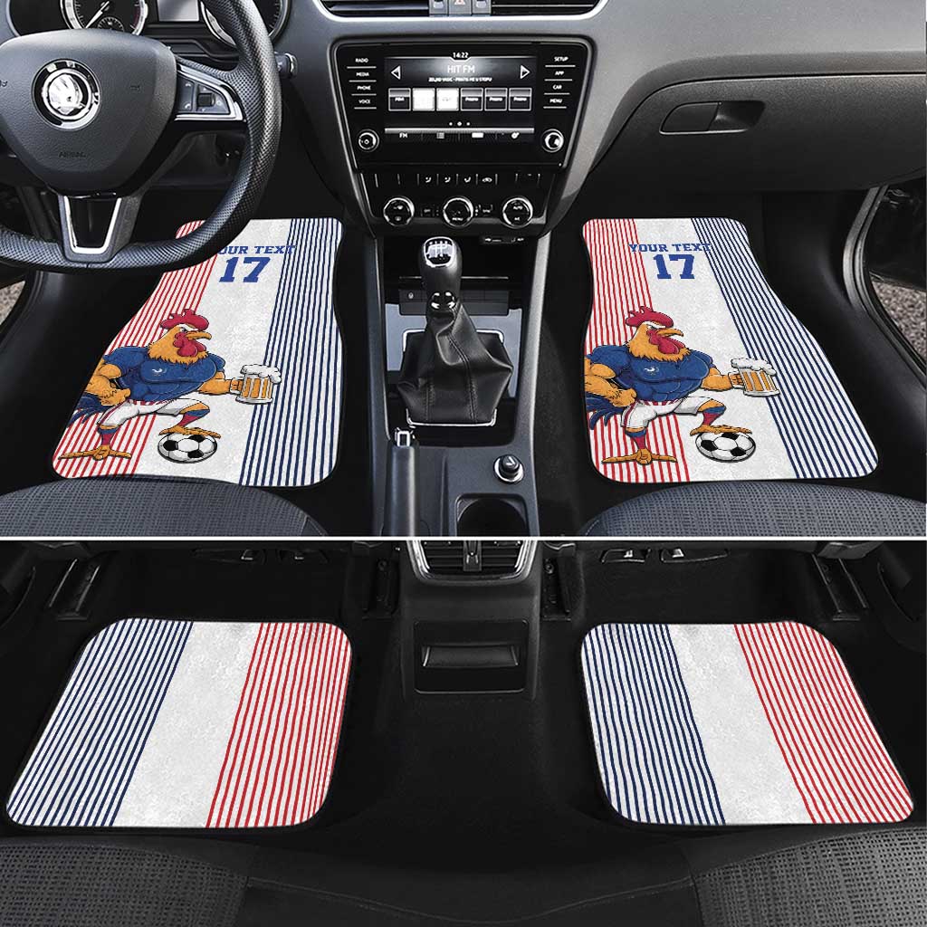 Custom France Football Car Mats White Gallic Rooster Mascot