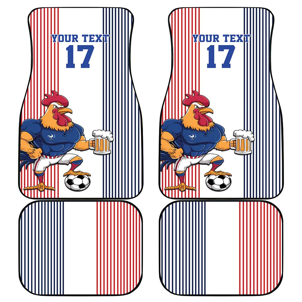 Custom France Football Car Mats White Gallic Rooster Mascot