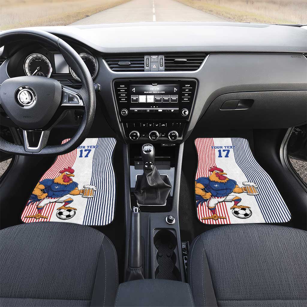 Custom France Football Car Mats White Gallic Rooster Mascot