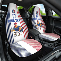 Custom France Football Car Seat Cover White Gallic Rooster Mascot