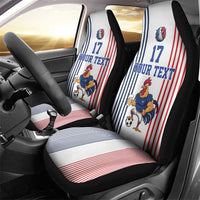 Custom France Football Car Seat Cover White Gallic Rooster Mascot