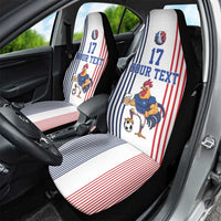 Custom France Football Car Seat Cover White Gallic Rooster Mascot