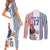 Custom France Football Couples Matching Short Sleeve Bodycon Dress and Long Sleeve Button Shirt White Gallic Rooster Mascot