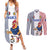 Custom France Football Couples Matching Summer Maxi Dress and Long Sleeve Button Shirt White Gallic Rooster Mascot
