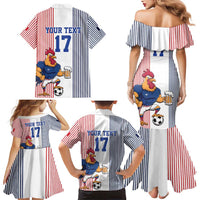 Custom France Football Family Matching Mermaid Dress and Hawaiian Shirt White Gallic Rooster Mascot