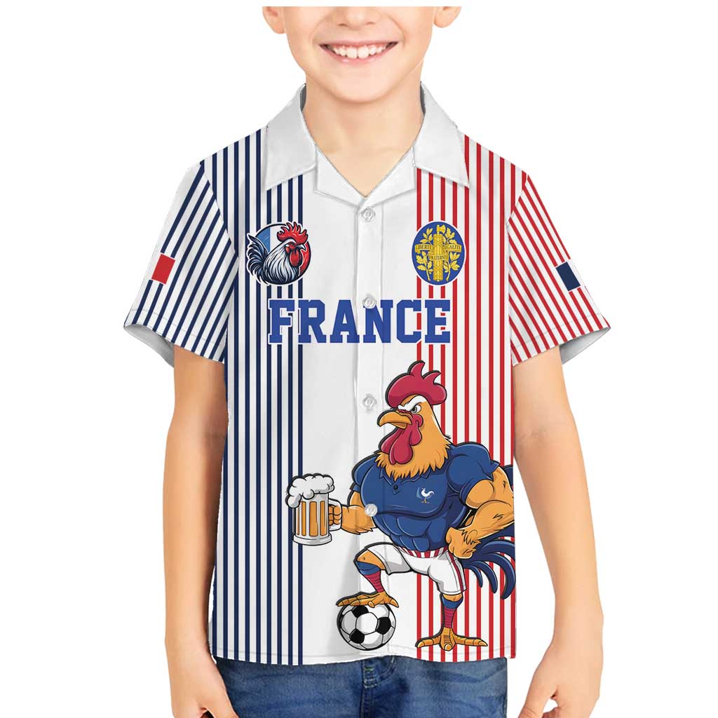 Custom France Football Family Matching Mermaid Dress and Hawaiian Shirt White Gallic Rooster Mascot