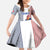 Custom France Football Family Matching Off The Shoulder Long Sleeve Dress and Hawaiian Shirt White Gallic Rooster Mascot