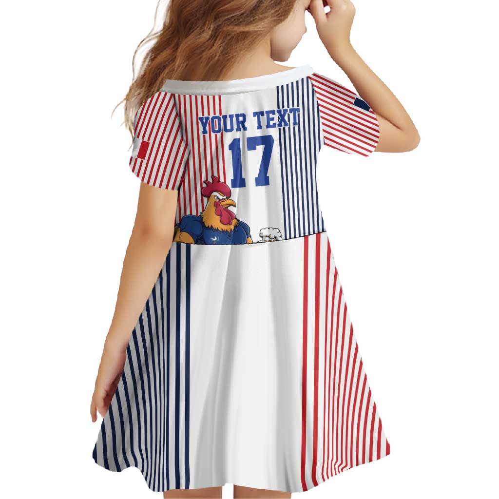 Custom France Football Family Matching Off Shoulder Maxi Dress and Hawaiian Shirt White Gallic Rooster Mascot