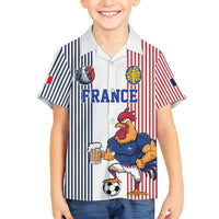 Custom France Football Family Matching Off Shoulder Maxi Dress and Hawaiian Shirt White Gallic Rooster Mascot