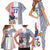 Custom France Football Family Matching Short Sleeve Bodycon Dress and Hawaiian Shirt White Gallic Rooster Mascot