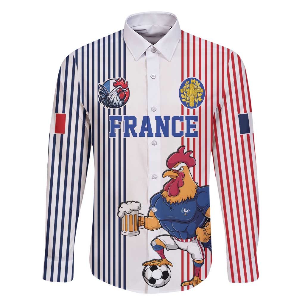 Custom France Football Family Matching Short Sleeve Bodycon Dress and Hawaiian Shirt White Gallic Rooster Mascot