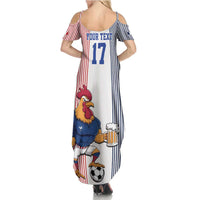 Custom France Football Family Matching Summer Maxi Dress and Hawaiian Shirt White Gallic Rooster Mascot