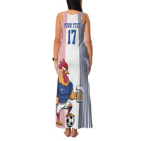 Custom France Football Family Matching Tank Maxi Dress and Hawaiian Shirt White Gallic Rooster Mascot