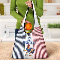 Custom France Football Grocery Bag White Gallic Rooster Mascot